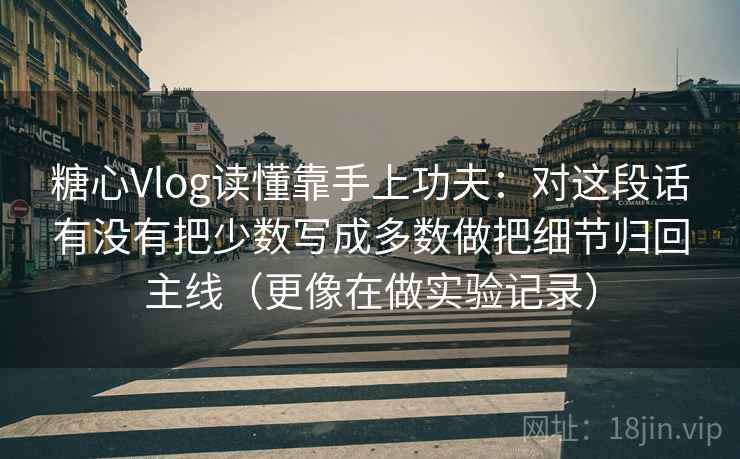 糖心Vlog读懂靠手上功夫：对这段话有没有把少数写成多数做把细节归回主线（更像在做实验记录）